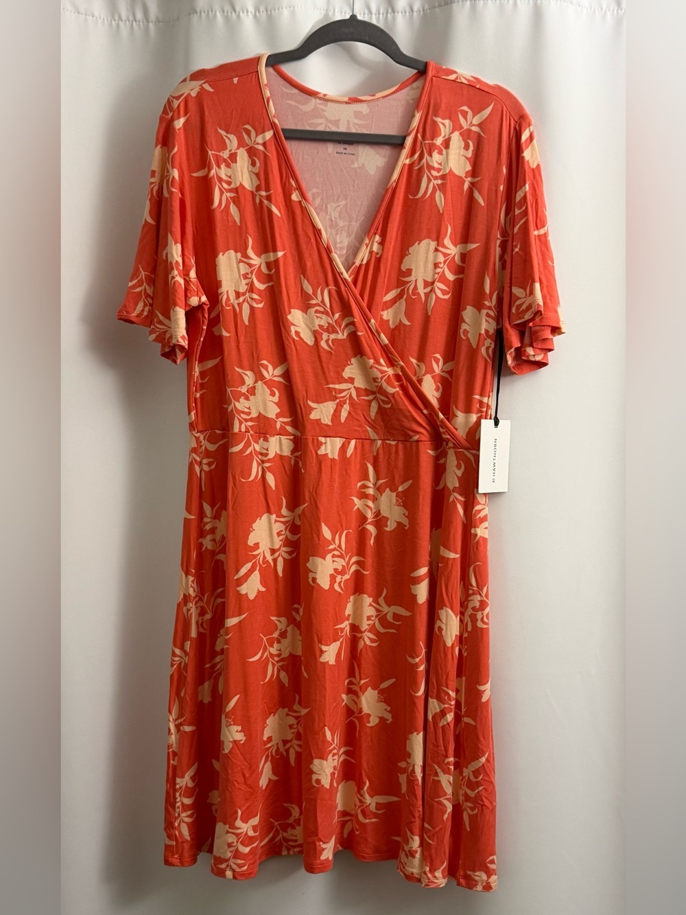 41 Hawthorn Orange Wrap Dress with Cream Floral Print